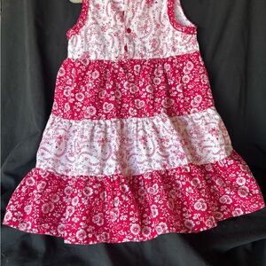 Floral Red and White Kids Dress